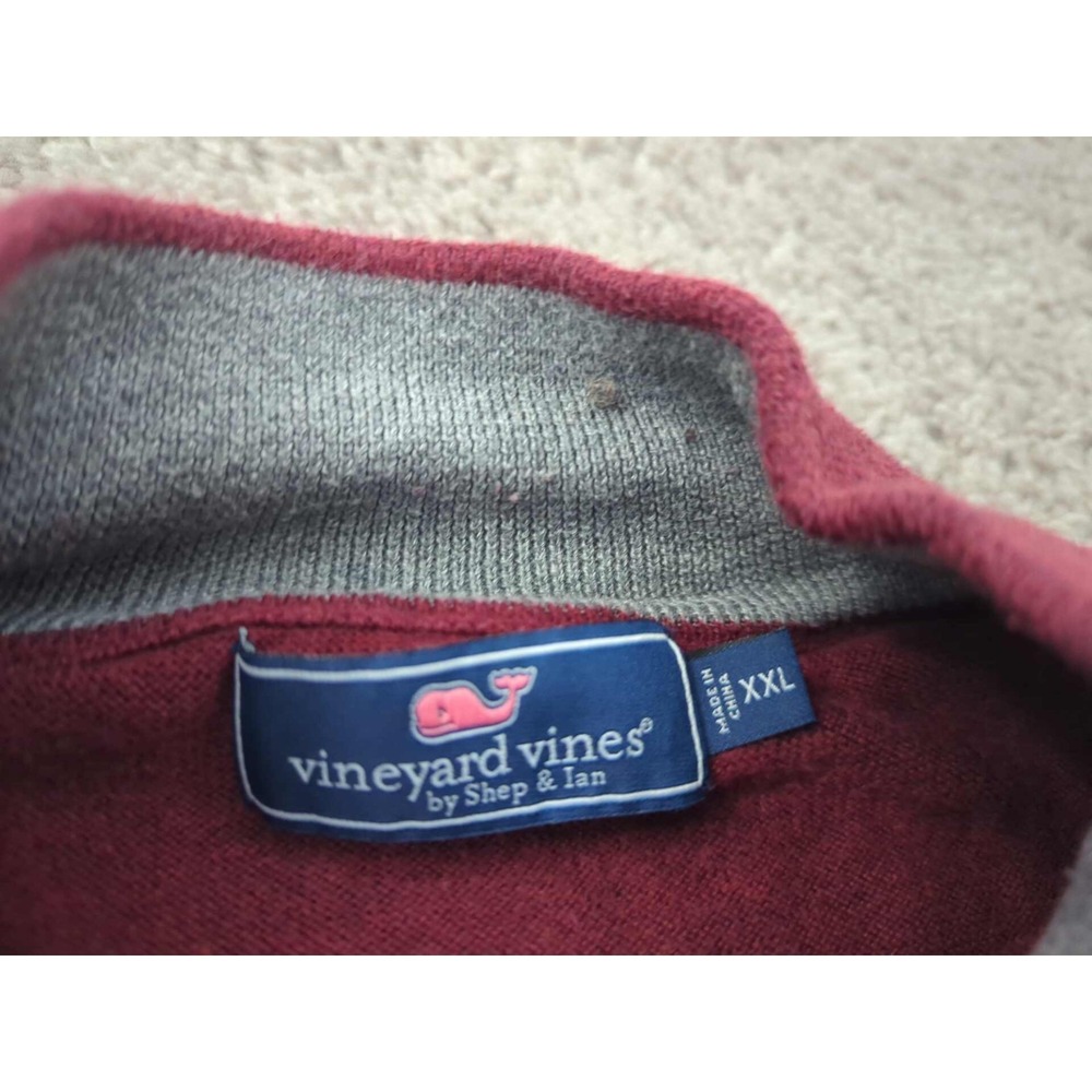 Vineyard Vines Sweater Mens XXL Red 1/4 Zip Pullover Long‎ Sleeve Logo Knit - Picture 3 of 8